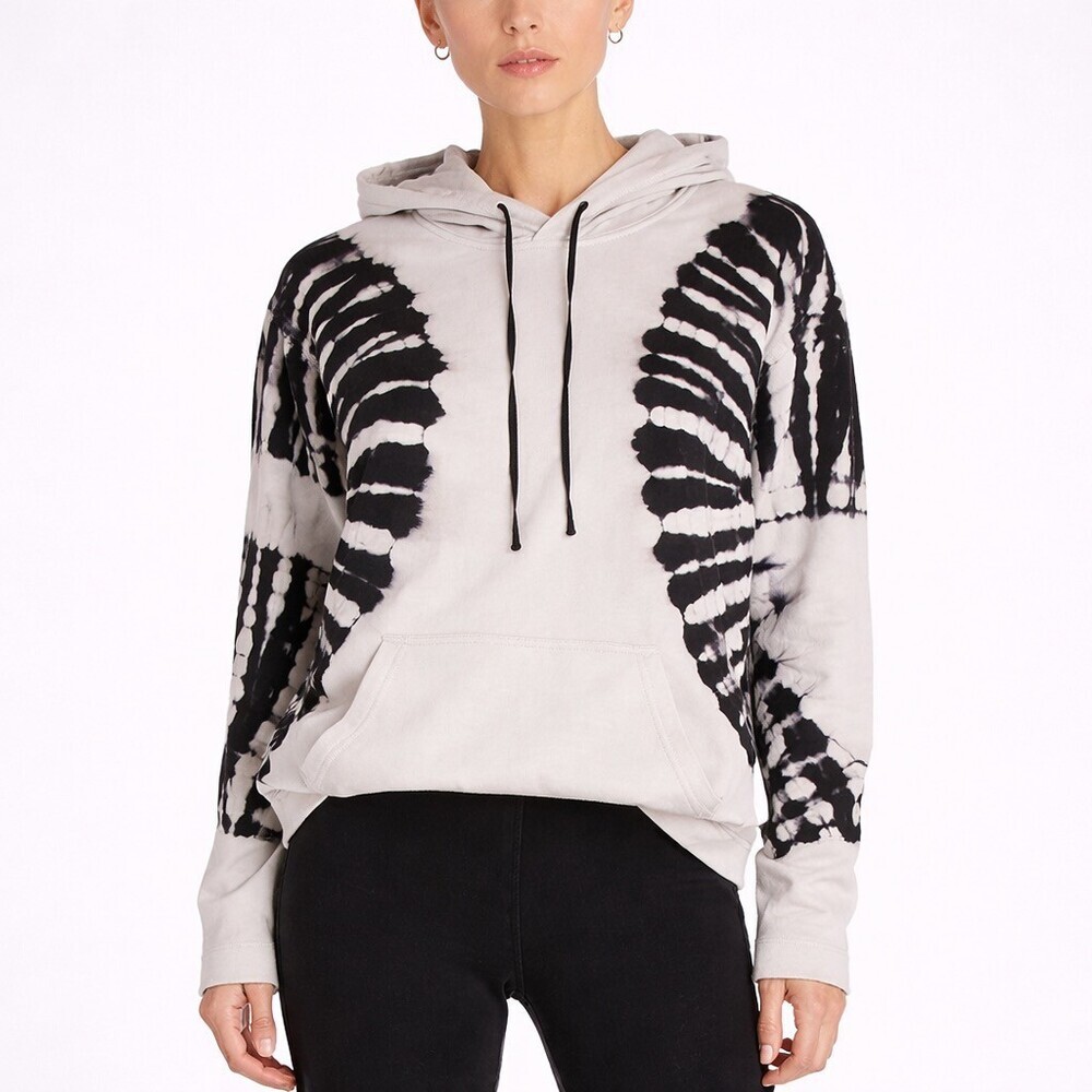 Raquel Allegra Crop Hoodie gray & Black hilma Tie Dye size 0 XS